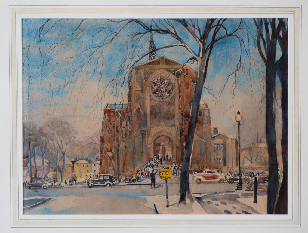 First Congregational Church 444 East Broad c. 1931 - Ralph Fanning watercolor