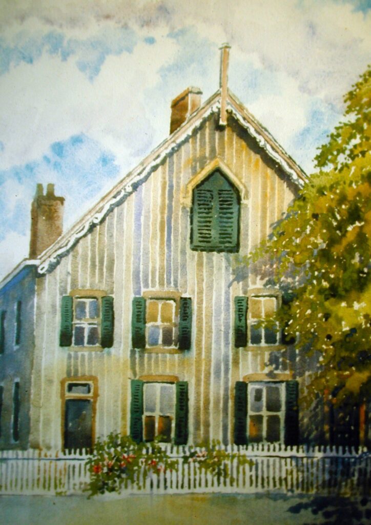 First Congregational Church (3rd Street & Lynn Alley c. 1852) - Ralph Fanning watercolor